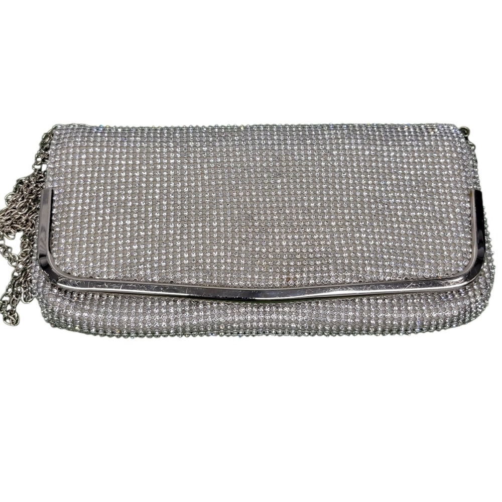 Lulu Townsend Rhinestone Evening Clutch Purse Silver Chain Party Wedding HG10283